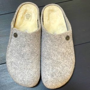 Birkenstock Zermatt wool felt, shearling lined slippers NWOB